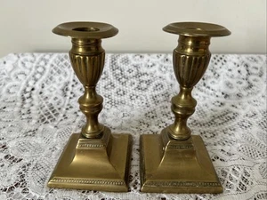 Pair Of Vintage Brass Candlesticks - 6" - Picture 1 of 8