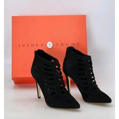 Ivanka Trump Sweet Black Suede Pointed Toe Booties High Heels Size 6.5 M Boxed - Image 1 of 4