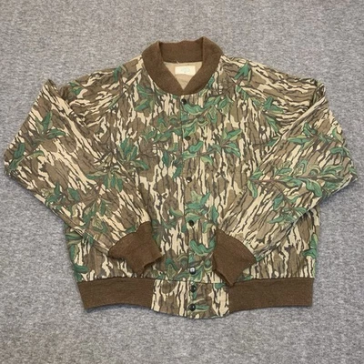 Men's XL Mossy Oak Treestand Camo Made In USA Snap Button Bomber Jacket Vintage - Image 1 of 4