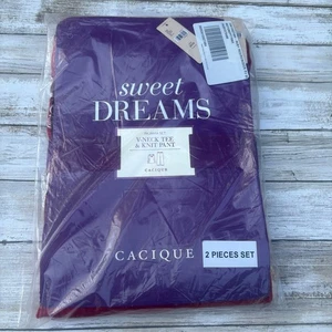 Cacique Pyjama Set Gr. 26/28 2-teilig Langarm Oberteil Hose rot Blumen launisch NEU - Bild 1 von 6