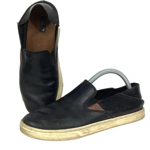 OluKai Pehuea Women's Sz 7 Leather Slip-On Black Sneakers Leather Drop-In Heel - Picture 1 of 11