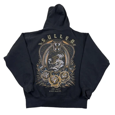 Sullen 连帽衫男式中号黑色运动衫蛇复古 y2K 纹身艺术集体 — 第 1/4 张图片
