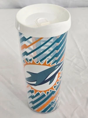 12-Miami Dolphins Tumblers W/Lid. 22oz. Dbl Wall. Wholesale/Christmas. New - Image 1 of 4