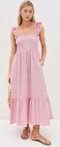 Marea By Liz Joy Sasco Red & White Gingham Smocked Maxi Dress Women’s XS $218 - Picture 1 of 15