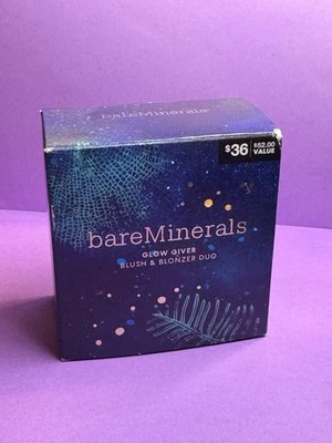 BAREMINERALS GLOW GIVER - DÚO DE RUBOR Y BRONCEADOR, 2 TAMAÑO COMPLETO ¡NUEVO EN CAJA!  Sin usar Foto 1 de 4