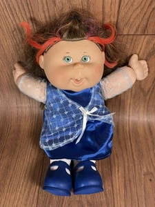 Cabbage Patch Kids Doll Brown Long Hair Green Eyes Dress w Shoes - Picture 1 of 3