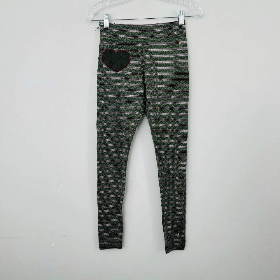 Leggings femininas listradas verde e vermelha Smartwool tamanho P - Imagem 1 de 4