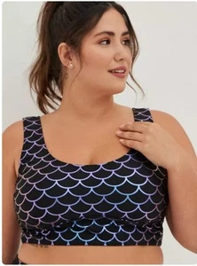 NWT Torrid Plus Size 2 2X 18/20 Wireless Scoop Bikini Top Mermaid - Picture 1 of 5
