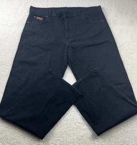 Wrangler Pants Mens Size 42 100% Cotton Wrancher Straight Leg Regular Fit Black - Picture 1 of 10