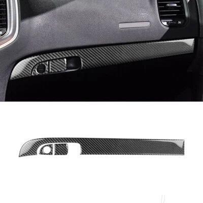 Cubierta de panel de tablero de instrumentos copiloto de fibra de carbono 3 piezas para Dodge Charger 2015-2020 Foto 1 de 4