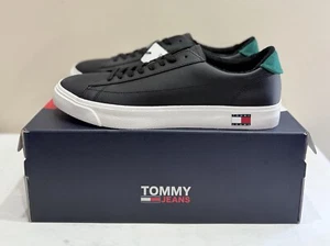 Tommy Hilfiger Jeans Leather Vulc TJM Black Shoes Mens Size US 11.5 (EUR45) ✅ - Picture 1 of 9