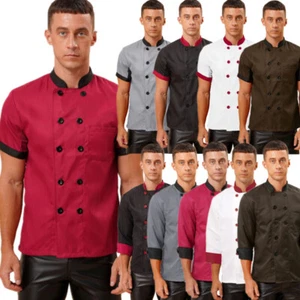 Unisex Mens Women Chef Coat Restaurant Kitchen Cooking Uniform Button Jacket Top - Picture 1 of 107