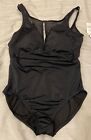 Time and Tru Women's Classic Black Mesh Inset One Piece Swimsuit SZ S/M/L or XL