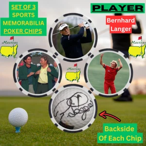 1985 Masters Winner Bernhard Langer 3 Poker Chip Set With Signature - Picture 1 of 2