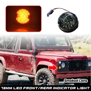 LED SMOKED Indicator Light Amber lamp For Land Rover Defender 90/110 Serie 73mm - Picture 1 of 7