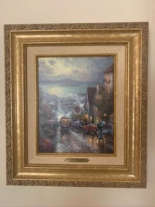 Thomas Kinkade - 'Hyde Street and the Bay, San Francisco' - Framed Canvas Print - Picture 1 of 3