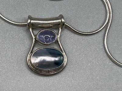 Collar Colgante Sajen Plata de Ley 925 18" Perla Mabe Lavanda, Tanzanita Foto 1 de 4