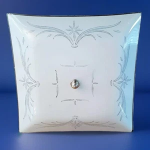 Vtg 1960s/70s MCM Retro Starburst Floral Shade Semi Flush Mount Light Fixture  - Picture 1 of 24