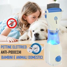 PETTINE LED ELETTRICO ASPIRA ELIMINA PIDOCCHI CAPELLI BAMBINI-ANIMALI DOMESTICI