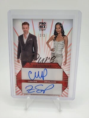 2023 Pro Set Pure Pairings Chris Pine Zoe Saldana Star Trek Auto Holo 2/3 - Image 1 of 3