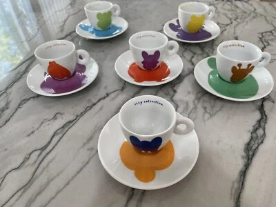 Rosenthal Illy Collection 2001 Jeff Koons Juego Completo de Espresso 6 Tazas y Platillos Foto 1 de 4