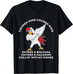 Funny Chicken Wing Song Lyric Hot Dog Bologna Macaroni Kids Gift Unisex T-Shirt - Picture 1 of 3