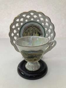 Vintage Souvenir Miniature Teacup Saucer and Plastic Stand -Carlsbad Caverns - Picture 1 of 11