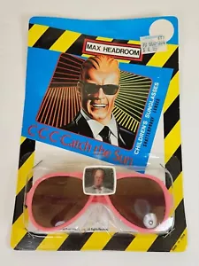 VINTAGE MAX HEADROOM PINK CHILDRENS KIDS SUNGLASSES COCA COLA MTV MOC 1987 RARE - Picture 1 of 5