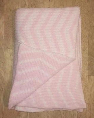 Pequenos começos? Cobertor para bebês meninas rosa branco chenille Chevron macio Lovey - Imagem 1 de 4