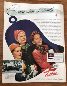 1941 Pontiac Fisher Body Ad with Children at Christmas - Picture 1 of 1