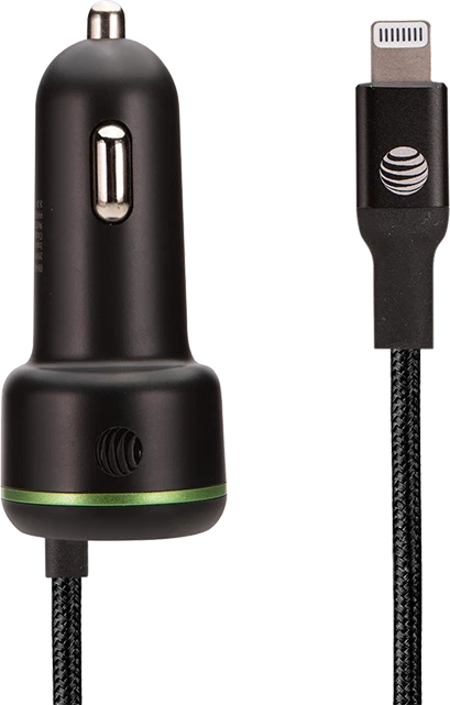 Cargador de coche AT&T 40W con puerto USB-C y cable iPhone negro Foto 1 de 3