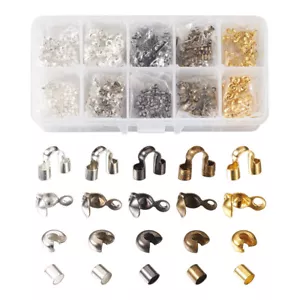 1 Set Crimp Beads Cover Iron Bead Tips Knot Covers Wire Guardians Findings Set - Picture 1 of 12