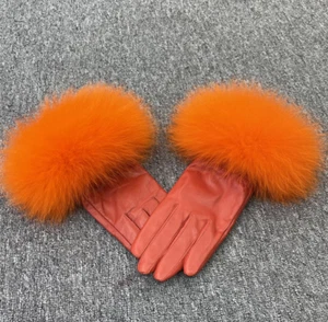 Women Genuine Leather Glove Real Sheepskin Fur Gloves Fashion Style  - Picture 1 of 21