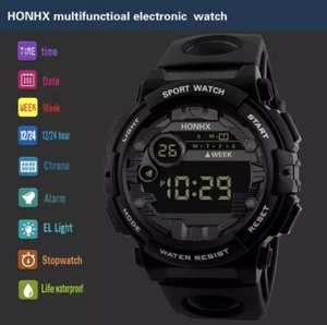 HONHX Mens Watches Military Army Walking Sports Digital LED Splashproof Watch UK - Picture 1 of 13