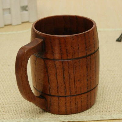 Taza de madera natural vintage hecha a mano RARA jugo cerveza agua potable Foto 1 de 4