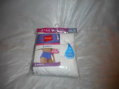 3 Pack Hanes Brief Ultra Plush Panty Pink & White Sizes 8 and 9 - Image 1 of 4