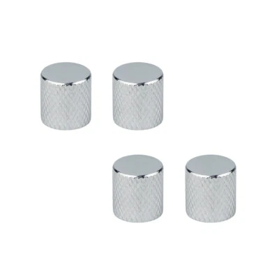 4PCS Electric Guitar Bass Knobs Tone Volume Control Knobs Chrome Metal Flat Top - Image 1 of 4