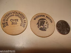 Wooden Nickel The Modern Volunteer Army c. 1970 US Army Job Training - Bild 1 von 1