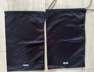 Auténtico LOTE PRADA 2 bolsas antipolvo satinadas con cordón para zapatos 8,75" X 13,75" NUEVO Foto 1 de 4