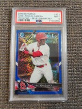 2018 Bowman Jose Adolis Garcia PSA 9 Rangers Chrome Blue Shimmer Refractor /150