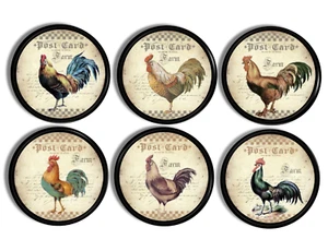 6 Vintage Farmhouse Rooster Cabinet Knobs, Rustic Chicken Kitchen Drawer Pulls - Picture 1 of 4