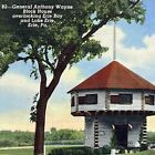 Vintage Erie Pa Linen Postcard Fort Presque Isle Anthony Wayne Block House Unp