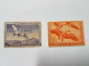 2 Hunting Liscense Stamps 1945 & 1951 - Picture 1 of 6