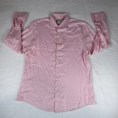 Thomas Pink Dress Shirt Men's 17 Pink Casual Long Sleeve Slim Fit Button Up - Image 1 of 4