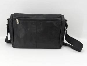 Fossil Vintage Black Leather Briefcase Messenger Computer Laptop Bag - Picture 1 of 17