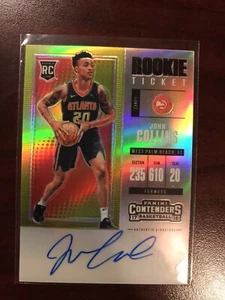 2017-18 PANINI CONTENDERS SILVER PRIZM REFRACTOR #119 JOHN COLLINS ROOKIE AUTO - Picture 1 of 2