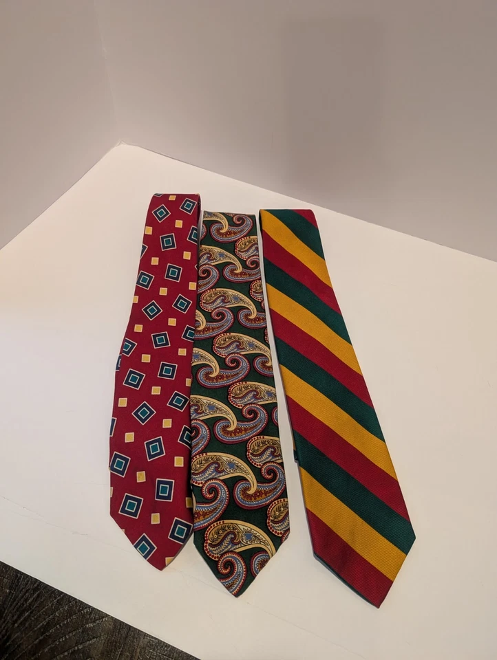 Винтажный лот из 3 мужских галстуков Abercrombie & Fitch 100% шелк - Изображение 1 из 4