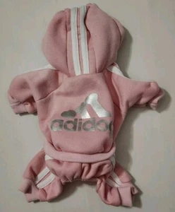 Girls Adidog Pet Dog Tracksuit Hoodie Coat Winter 4Leg Jumpsuit Pullover Size XS - Picture 1 of 7