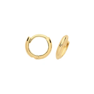 Small Yellow Gold Huggie Earrings Hinged Hoops 9mm British made Hallmarked - Picture 1 of 2