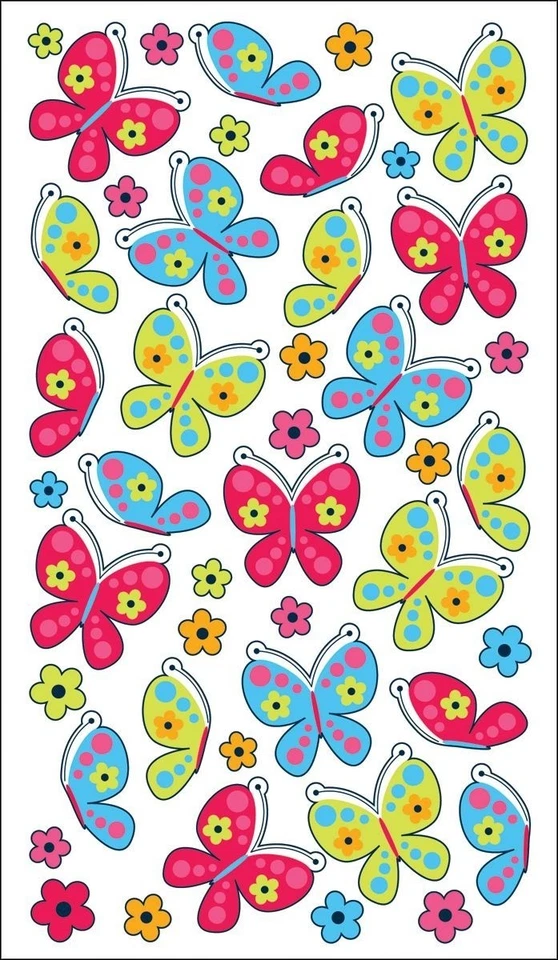 Sticko Butterflies & Flowers Stickers 45 Piece Colorful Designs 52-00276 NIP - Image 1 of 4